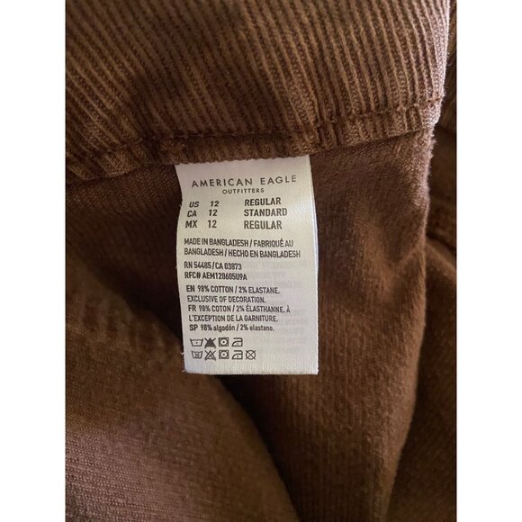 American Eagle Outfitters Super High Rise Flare Corduroy Pants Brown Size 12 - Picture 5 of 16